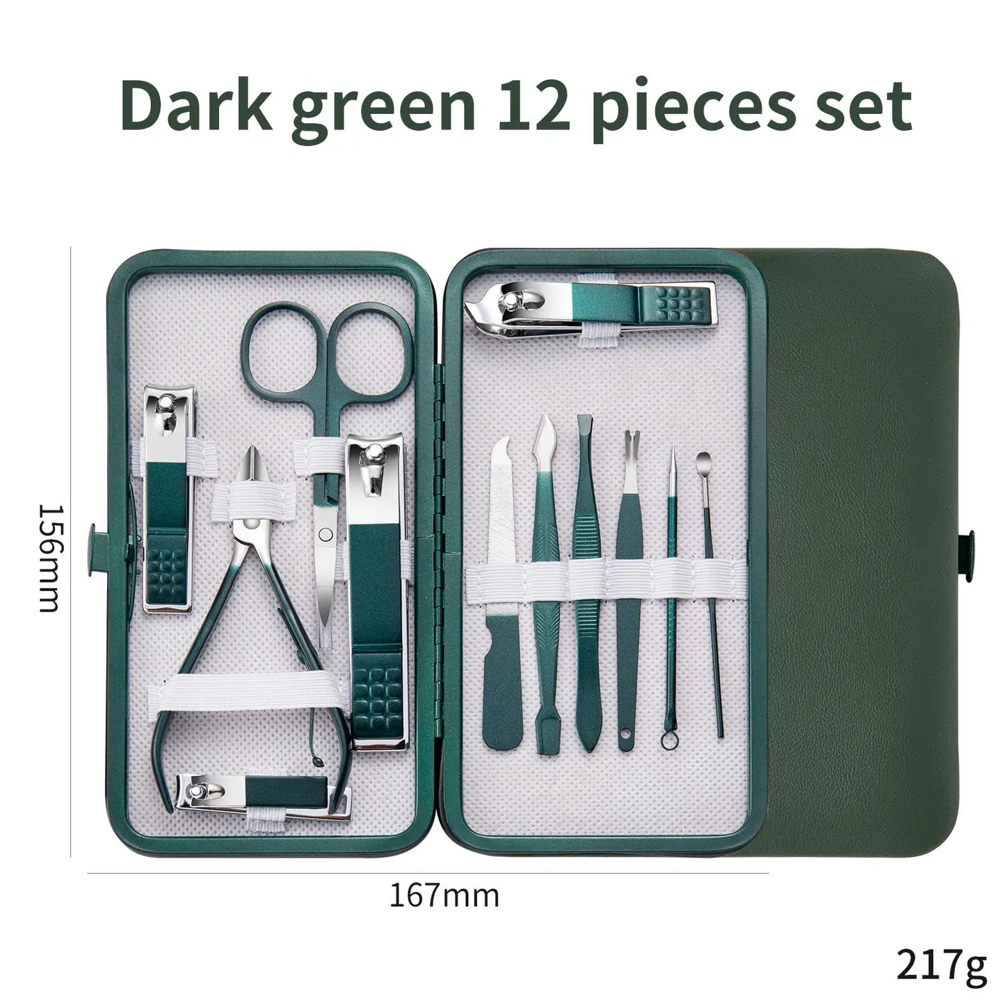 Juego de manicura de 7/10/12/18 piezas, cortaúñas de acero inoxidable, cortaúñas, recortador de cejas, tijeras, pinzas, cuchara para orejas, cuidado facial para coche