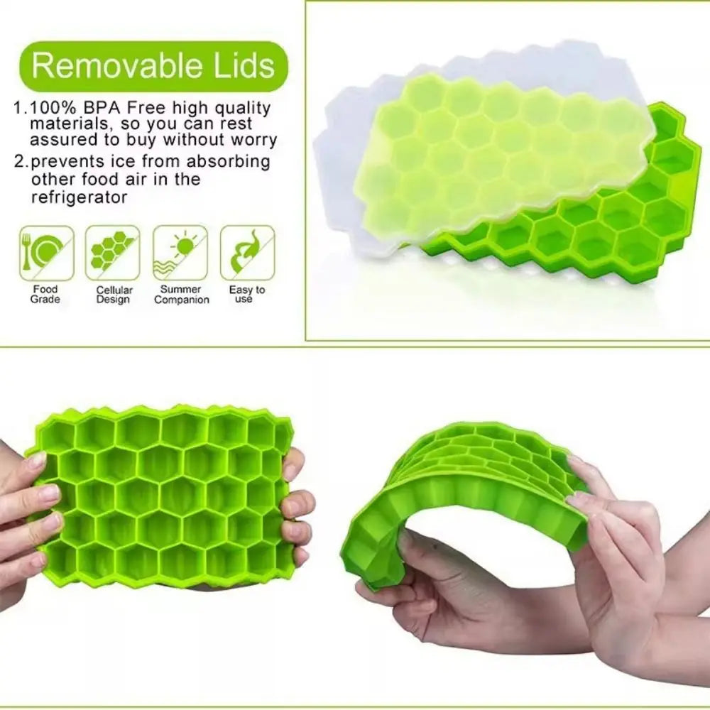 1PCS New Creative Silicone Honeycomb Ice Compartment Ice Box Homemade Frozen Ice Cube Mould Home Freezer