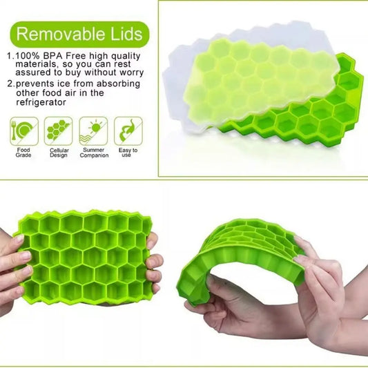 1PCS New Creative Silicone Honeycomb Ice Compartment Ice Box Homemade Frozen Ice Cube Mould Home Freezer