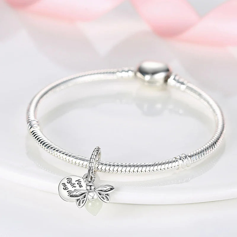 Gran oferta de cuentas de luciérnaga con brillo nocturno para pulsera Pandora 925 original para mujer, colgante de plata 925, joyería DIY, regalo