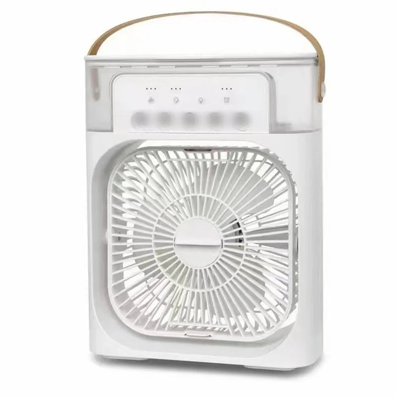 Ventilador 3 en 1, aire acondicionado pequeño para el hogar, enfriador de aire con luz LED nocturna, humidificador portátil, ventilador de ajuste de aire para oficina y hogar.