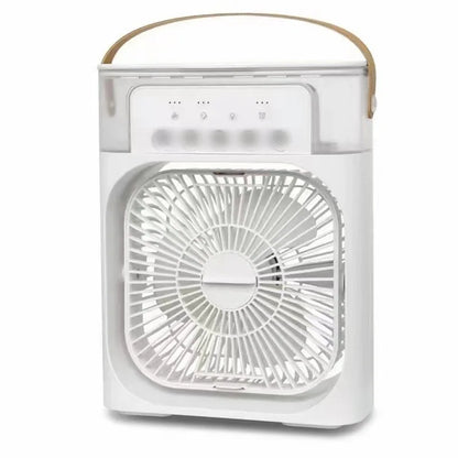 Ventilador 3 en 1, aire acondicionado pequeño para el hogar, enfriador de aire con luz LED nocturna, humidificador portátil, ventilador de ajuste de aire para oficina y hogar.
