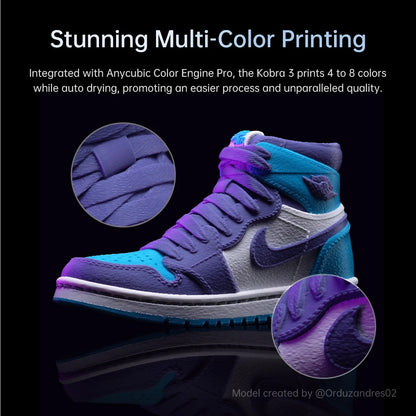 ANYCUBIC Kobra 3 FDM Multi-Color 3D Printer Print in 4 to 8 Color With Max 600mm/s Printing Speed Build Size 250mmx250mmx260mm