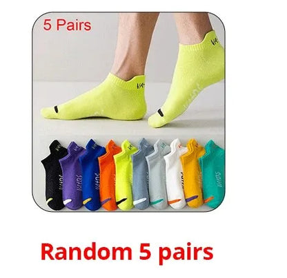 5 pares de calcetines invisibles de colores brillantes para hombre, transpirables, de moda urbana, deportivos, desodorantes, invisibles, para viajes y correr.