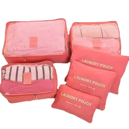 Bolsa de viaje de gran capacidad, impermeable, con cremallera, para ropa interior, equipaje, 6 unidades, color rosa, azul y gris