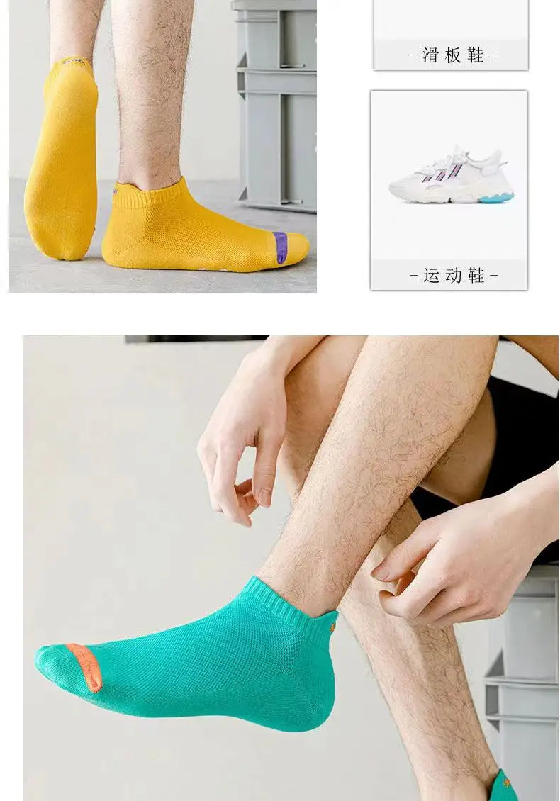 5 pares de calcetines invisibles de colores brillantes para hombre, transpirables, de moda urbana, deportivos, desodorantes, invisibles, para viajes y correr.