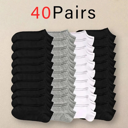 10/40 pares de calcetines náuticos para hombre, deportivos, de negocios, con absorción del sudor, para verano y otoño, de color liso, antibolitas, versátiles, hasta el tobillo.