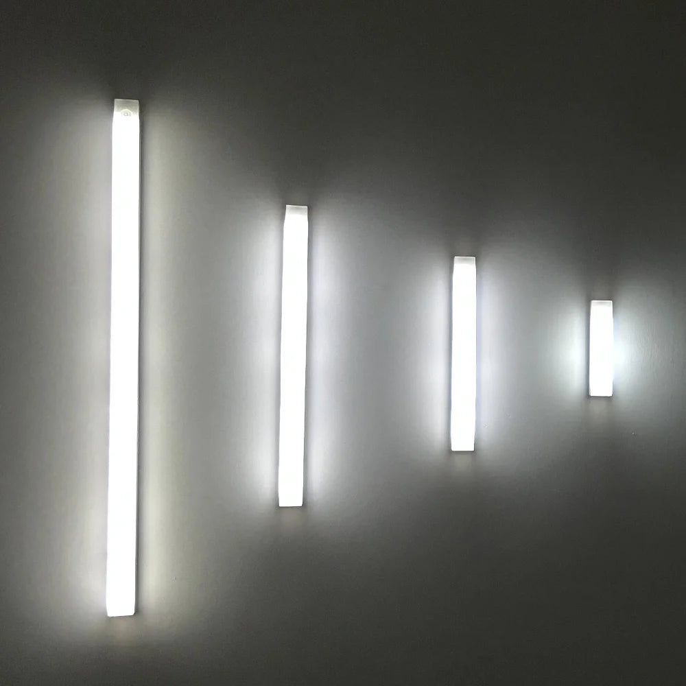 Luz nocturna LED recargable con sensor de movimiento para debajo del gabinete, lámpara inalámbrica para cocina, armario, mesita de noche, barra de luz de inducción