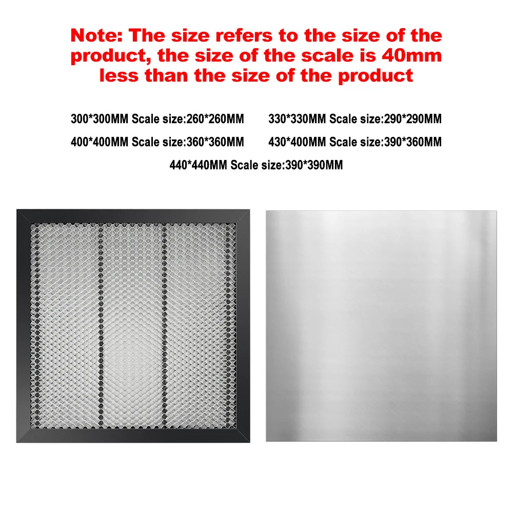 Mesa de trabajo tipo panal para equipos láser ACMER para máquina de corte y grabado láser de CO2 Sculpfun XTOOL (300 x 300/400 x 400/440 x 440 mm)