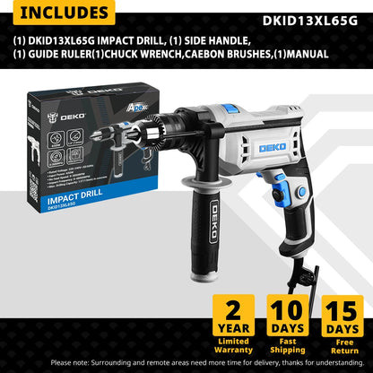Taladro atornillador DEKO DKID13XL65G de impacto profesional de 220 V, 2 funciones, herramienta eléctrica (serie DKID)