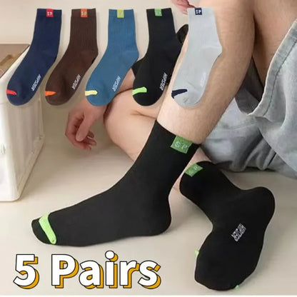 5 pares de calcetines deportivos para hombre, de primavera y otoño, absorbentes del sudor, cómodos, finos y transpirables, para baloncesto.