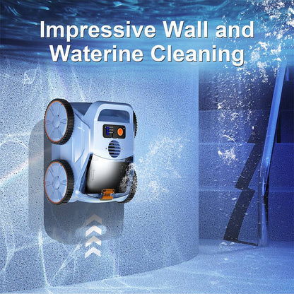SEAUTO SAT 20 Cordless Robotic Pool Vacuum Cleaner, Full Coverage Cleaning, 18,000 Super Strong Suction, 4800GPH Water Rate, 3 Cleaning Modes, Self-Parking, Intelligent Navigation for Inground Pools, Blue