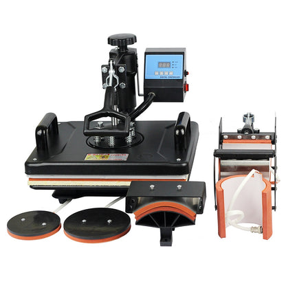 SHUOHAO SH06 6 in 1 Heat Press Machine, 11.4*15in, for Cap/Bag/Mouse Pad/Phone Case/Pillows/Mug/Plate/Coaster/T-shirts