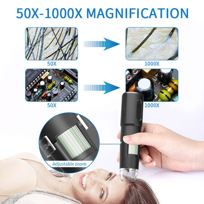 SUNUO 314 Smart WiFi Microscope, 0.3MP Pixel, 360 Degree Rotation Base, 1000X Zoom, 8 LED Lights