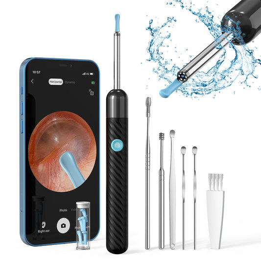 SUNUO X6 Smart Visual Ear Cleaner Earwax Removal, 500w Pixel Camera, Silicone Ear Tip, 6-Axis Gyroscope, IP67 Waterproof, WiFi Connection - Black