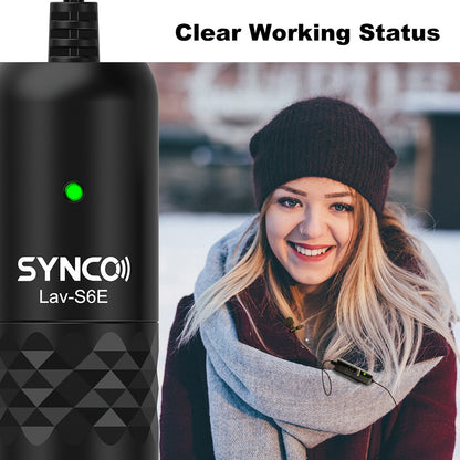 SYNCO S6E Omnidirectional Recording Lavalier Microphone, Auto-Pairing, Omnidirectional Pickup Pattern