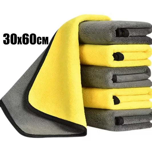 5 toallas de fibra ultrafina para automoción, paño de limpieza grueso, toalla de lavado y secado para automoción, suave y de alta absorción.