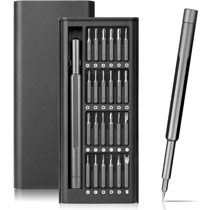 Juego de destornilladores de precisión 25 en 1, mini destornilladores magnéticos con 24 puntas Torx, kit de herramientas manuales de reparación pequeñas para iPhone, PC y iPhone.