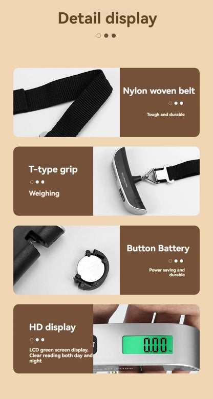 Tragbare Waage mit digitalem LCD-Display, elektronische Waage, Gewicht des Koffers, Reisewaage, Gepäckgewicht-Balance-Tool, 110 lb/50 kg