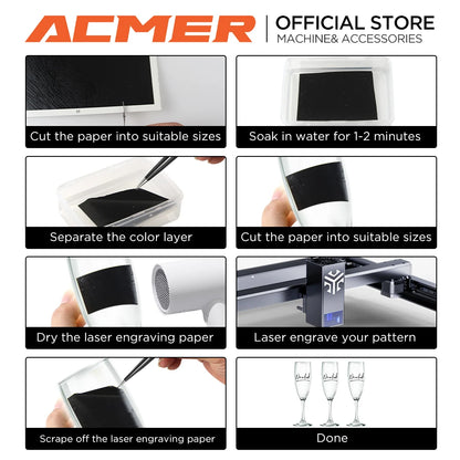 1PCS Laser Engraver Engraving Colored Marking Paper Ceramics Glass Crystal Stone Tiles Clear Acrylic For CO2 Fiber UV makings