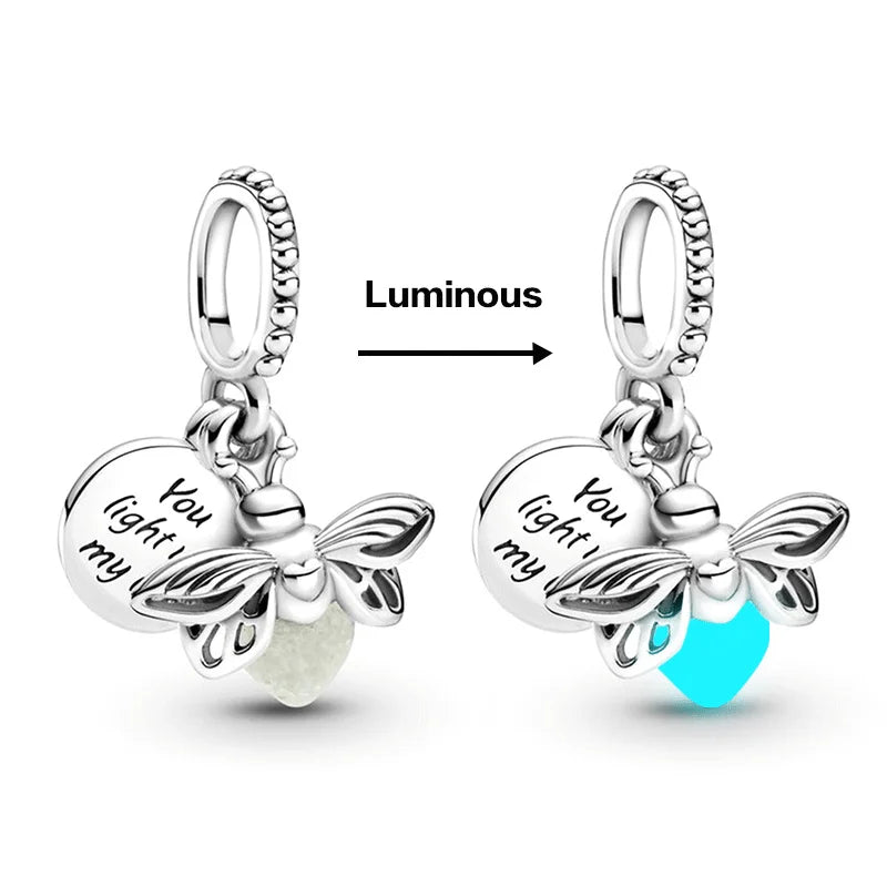 Gran oferta de cuentas de luciérnaga con brillo nocturno para pulsera Pandora 925 original para mujer, colgante de plata 925, joyería DIY, regalo