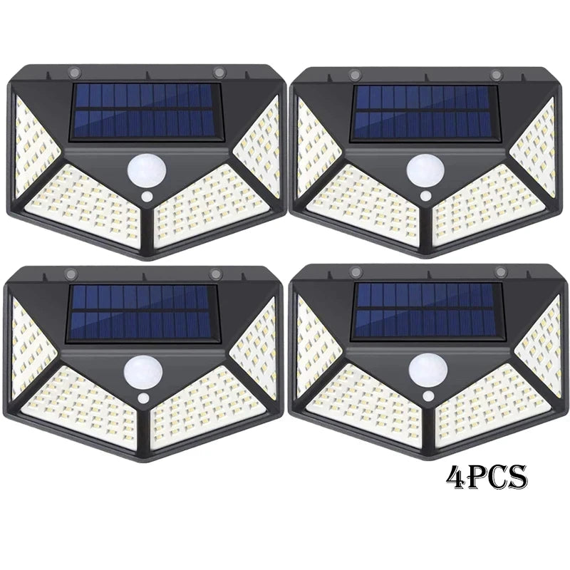 12er-Pack Solarleuchten für den Außenbereich, 100 LEDs, Wandleuchte mit Bewegungsmelder, Sicherheitsleuchten, 270° Beleuchtungswinkel, hell, für Hinterhof, Garten, Terrasse