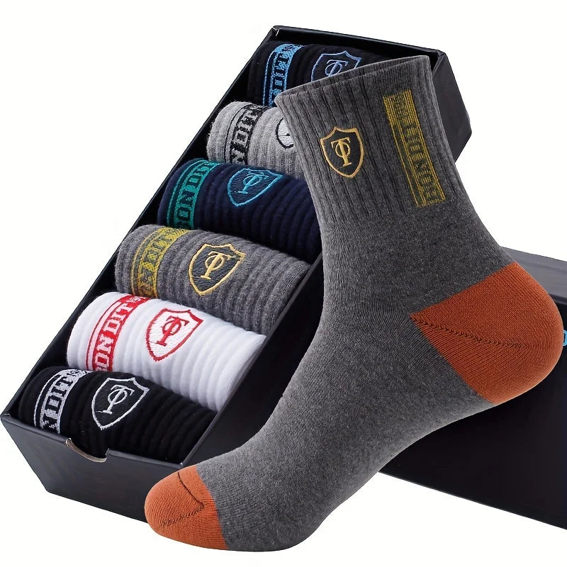 Juego de 5 calcetines deportivos ultra transpirables y elegantes para hombre, de alto rendimiento, para baloncesto y fútbol, ​​a la moda, multipack.