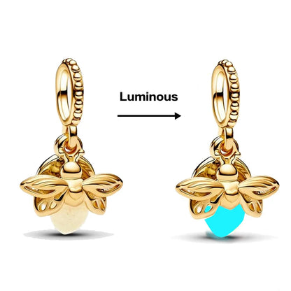 Gran oferta de cuentas de luciérnaga con brillo nocturno para pulsera Pandora 925 original para mujer, colgante de plata 925, joyería DIY, regalo