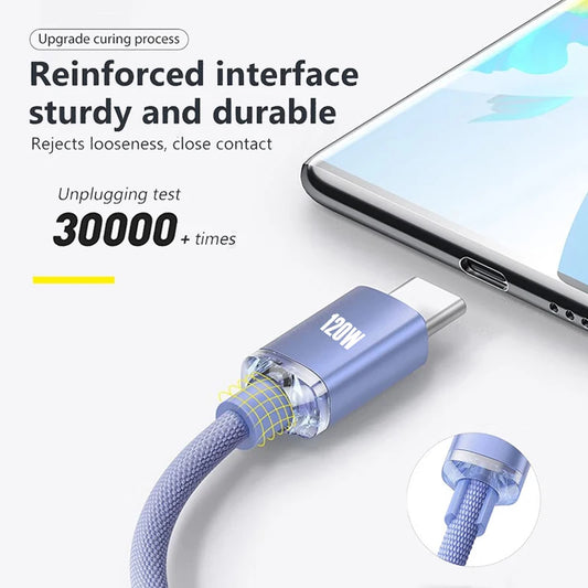 120W USB C auf Typ C Kabel für iPhone 15 Pro Max Samsung S24 S23 PD Superschnelles Ladedatenkabel für Xiaomi Redmi Huawei Kabel