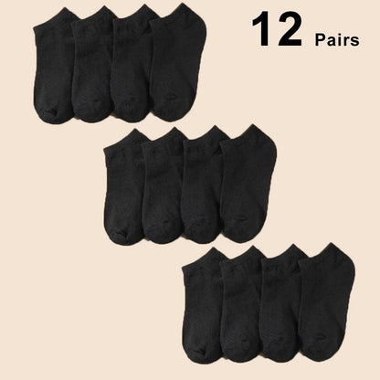 12 Paar Herren Bootssocken in Volltonfarbe, bequem, atmungsaktiv, hochwertige Business-Socken mit niedrigem Schlauch, lässige Herren-Hausschuhe, Bodensocken