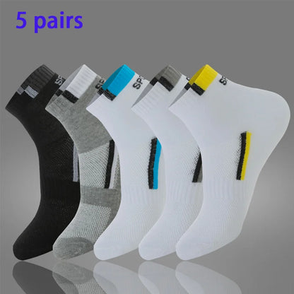 5 pares de calcetines deportivos para hombre, transpirables y absorbentes de humedad, de verano, de baloncesto, de longitud media.