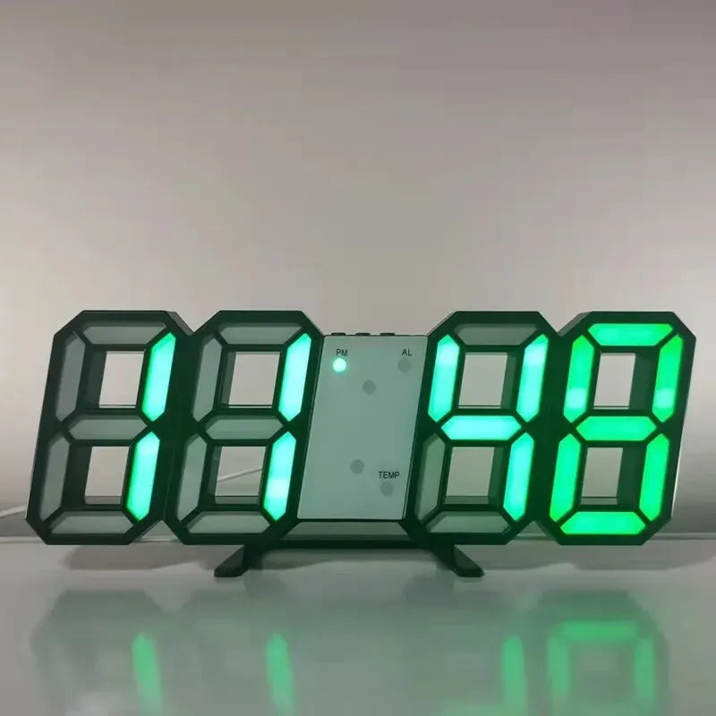 Mini reloj de pared digital LED 3D, reloj de escritorio, despertador electrónico, reloj de pared para sala de estar, temporizador de cocina DIY