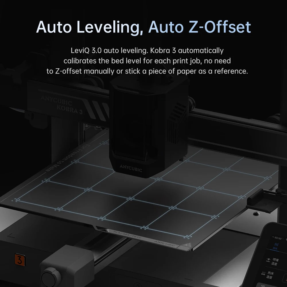 ANYCUBIC Kobra 3 FDM Multi-Color 3D Printer Print in 4 to 8 Color With Max 600mm/s Printing Speed Build Size 250mmx250mmx260mm