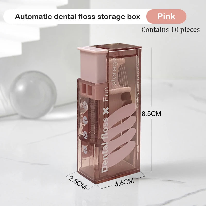 Dental Floss Dispenser Containing 10Pcs Storage Box Auto Refillable Oral Hygiene Care Pick