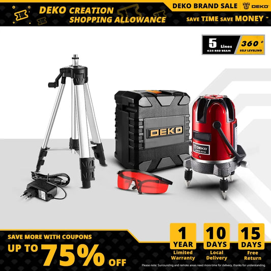 DEKO LL57/58 Points Red/Green Laser Level Self-leveling Horizontal&Vertical 360 Degree Adjustment Higher Visibility