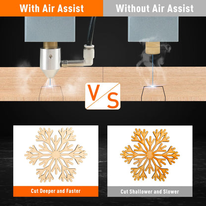 Bomba de aire auxiliar para láser ACMER C4 con flujo de aire de 30 l/min para la mayoría de las máquinas de corte láser. Elimina humo y polvo. Juego de asistencia de aire de bajo ruido.