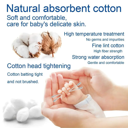 100 Stück pro Packung, 5 Packungen, doppelseitige Wattestäbchen, Baby-Wattestäbchen, Ohrenreinigungsstäbchen, gesunde Reinigungswerkzeuge