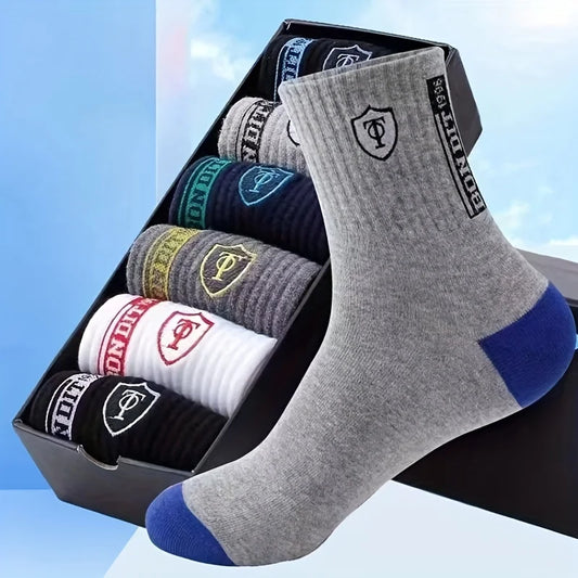 Juego de 5 calcetines deportivos ultra transpirables y elegantes para hombre, de alto rendimiento, para baloncesto y fútbol, ​​a la moda, multipack.