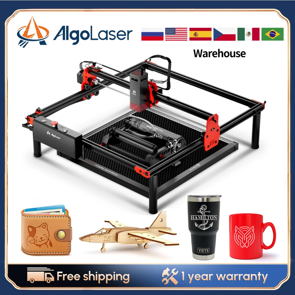 NEW AlgoLaser High Power Mini Laser Engraver 40x40CM Carving Area DIY Laser Engraver Metal Cutting CNC Laser with App Control