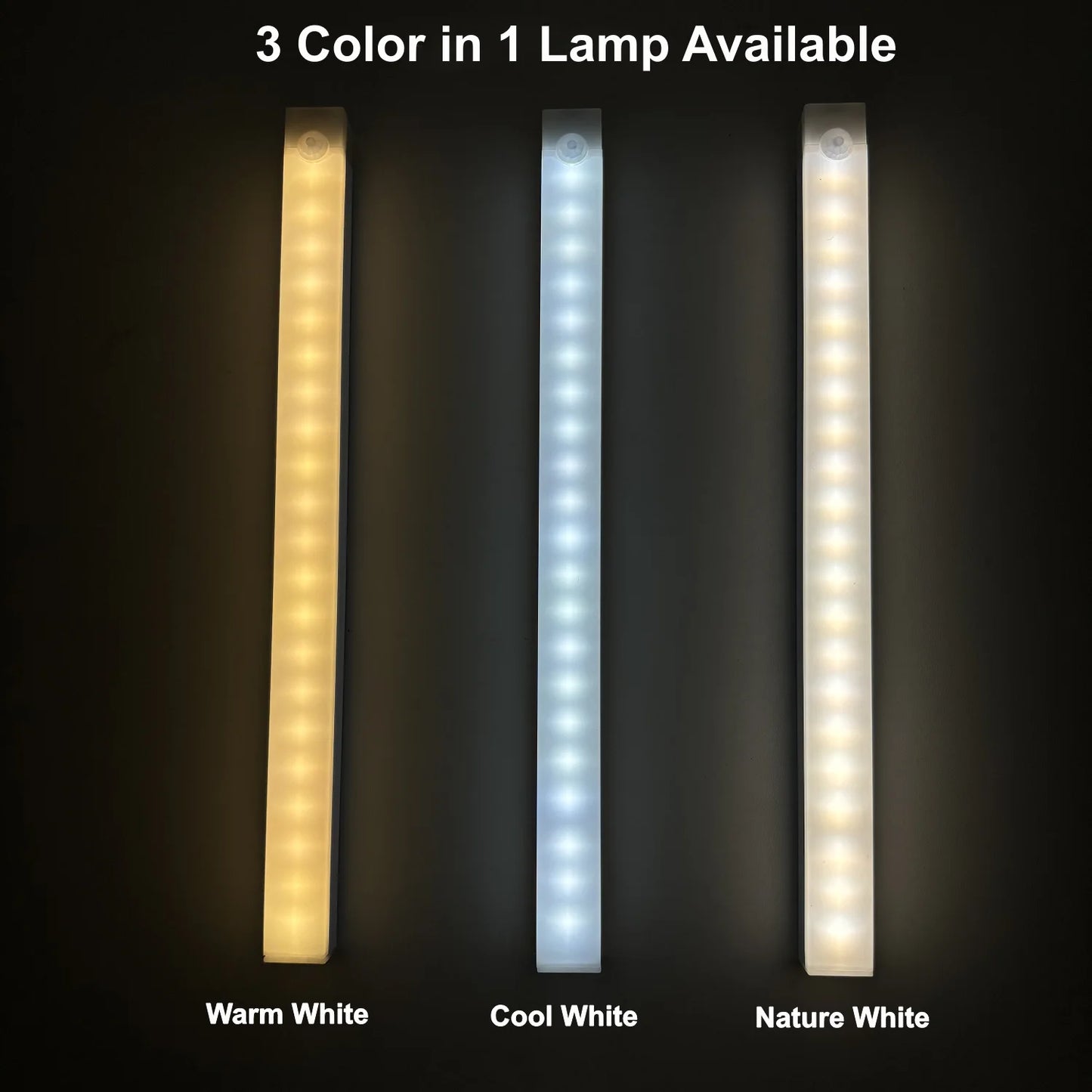 Luz nocturna LED recargable con sensor de movimiento para debajo del gabinete, lámpara inalámbrica para cocina, armario, mesita de noche, barra de luz de inducción