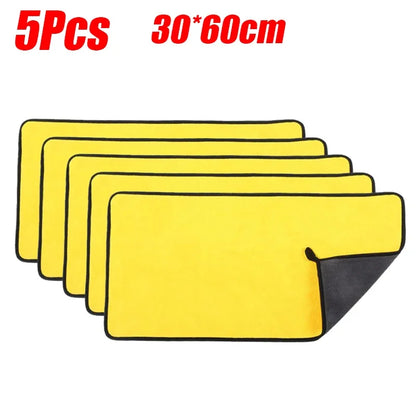 5 toallas de fibra ultrafina para automoción, paño de limpieza grueso, toalla de lavado y secado para automoción, suave y de alta absorción.