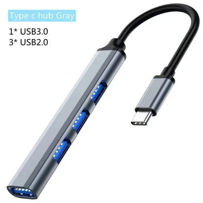 Extender Multi Function One Drag Four HUB Aluminum Alloy Docking Laptop HUB Usb3.0 Typec Splitter Multiinterface TV Mobile Phone