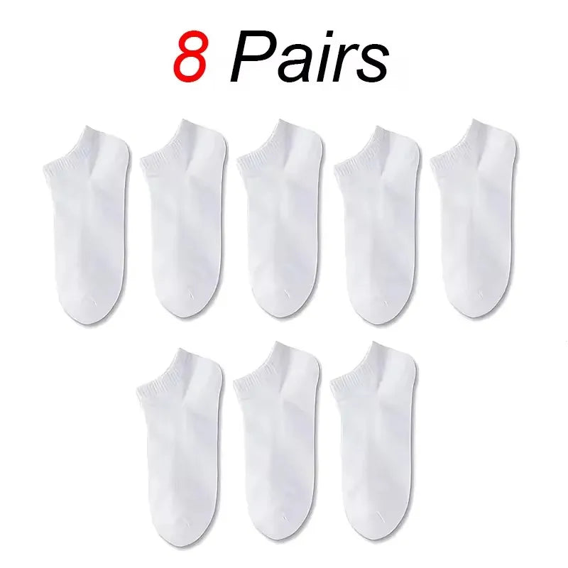 8/10 pairs of men's boat socks for business sports, sweat absorption, mature summer, autumn, solid color, no pilling, versatile
