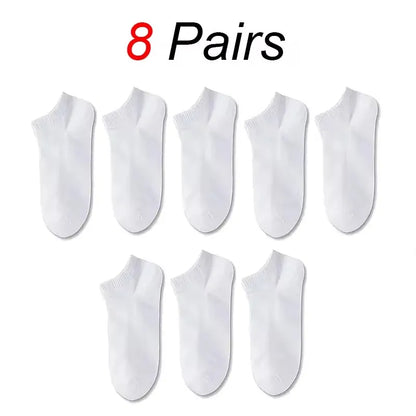 8/10 pairs of men's boat socks for business sports, sweat absorption, mature summer, autumn, solid color, no pilling, versatile