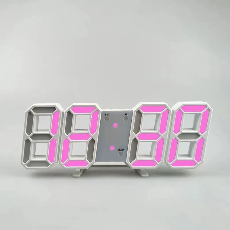 Mini reloj de pared digital LED 3D, reloj de escritorio, despertador electrónico, reloj de pared para sala de estar, temporizador de cocina DIY