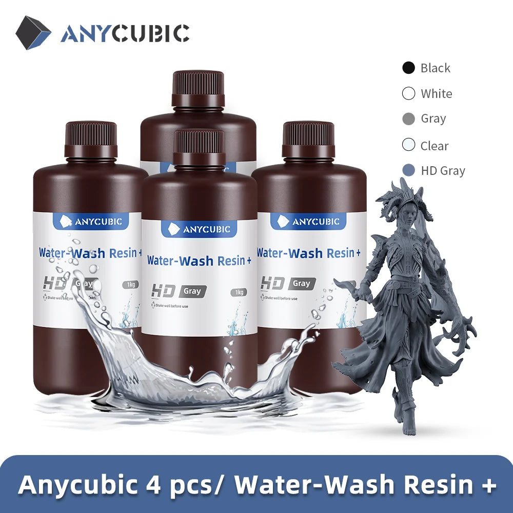 ANYCUBIC 4pcs/lot 405nm Water Washable Resin For LCD 3D Printer Liquid Photopolymer Resin 3D Printing Material