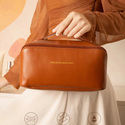 Bolsa de almacenamiento de almohada de gran capacidad, de cuero PU impermeable, bolsa de maquillaje portátil, para viajes y viajes de negocios.