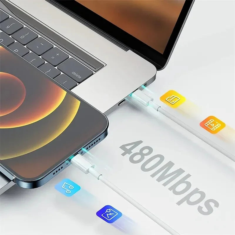 Cable de carga rápida de 30 W para Apple iPhone 14, 13, 12, 11 Pro Max, mini cable USB C rápido para X, XR, XS, 8, 7, 14 Plus, SE, accesorios para teléfono