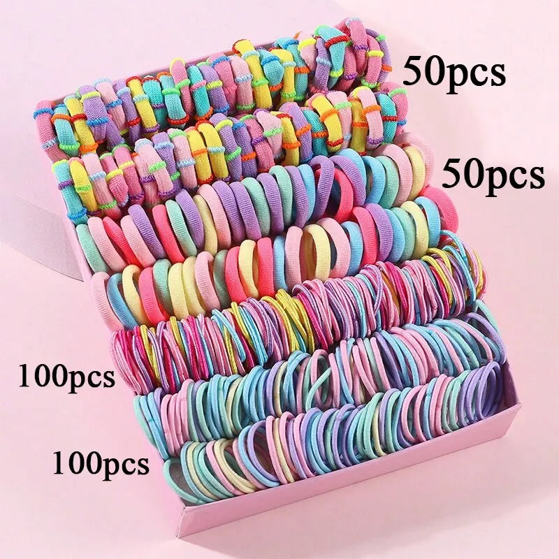 Juego de 250/300 bandas elásticas de nailon para el pelo de colores para niñas, accesorios para el cabello para niñas.