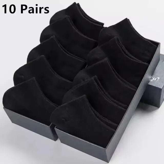 10 pares de calcetines náuticos de poliéster para hombre, nuevo estilo, negros, blancos y grises, para negocios, suaves y transpirables, para verano.